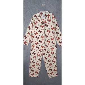 Disney Parks Authentic Women Pajamas Set 2XL Flannel Minnie Mouse Christmas Pant
